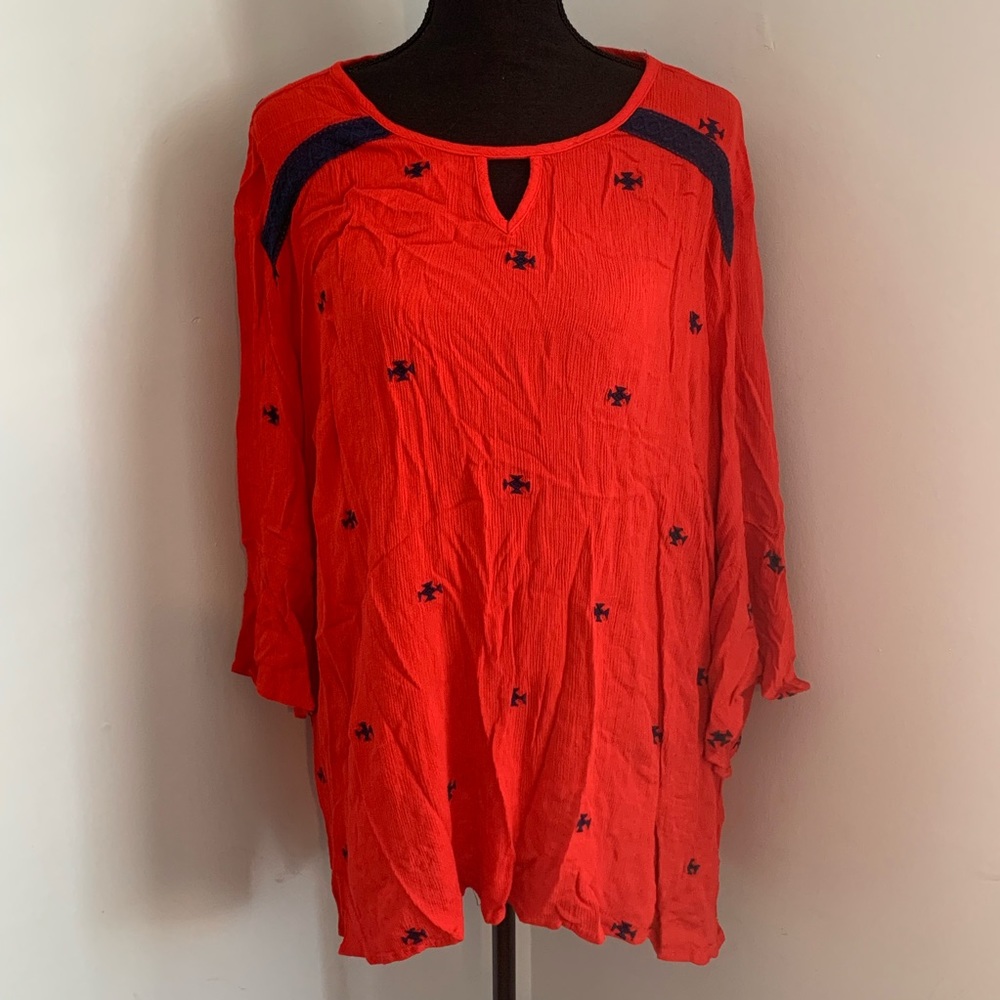 Catherine’s red bell sleeve popover blouse 3X